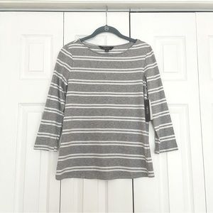 IM NYC Isaac Mizrahi Grey Double Stripe Long Sleeve Top